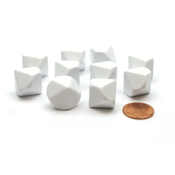 Pack of 10 D10 Blank Standard Sized Dice - White - Your Source for Gaming Essentials Hot