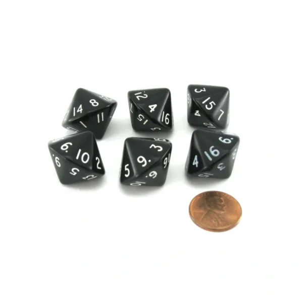 Pack of 6 D16 Koplow Games 16 Sided 20mm Opaque Dice - Black - Your Source for Gaming Essentials Outlet