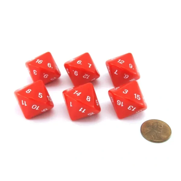 Pack of 6 D16 Koplow Games 16 Sided 20mm Opaque Dice - Red - Your Source for Gaming Essentials Hot