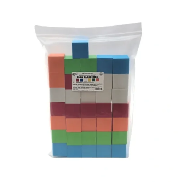 Pack of 36 D6 Large 2" 50mm Blank Foam Dice - Assorted Colors - Your Source for Gaming Essentials Best Sale