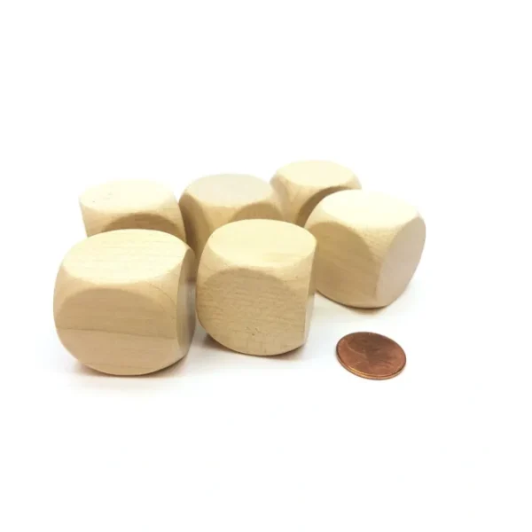 Pack of 6 D6 Large Jumbo 30mm Rounded Blank Wooden Dice - 'Light' Wood - Your Source for Gaming Essentials Fashion