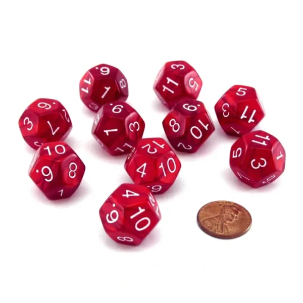 Pack of 10 D12 18mm Koplow Games Pearl Dice - Red - Your Source for Gaming Essentials Hot