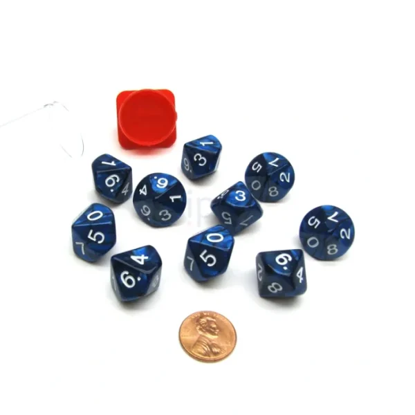 Pack of 10 D10 16mm Koplow Games Pearl Dice - Navy - Your Source for Gaming Essentials Outlet