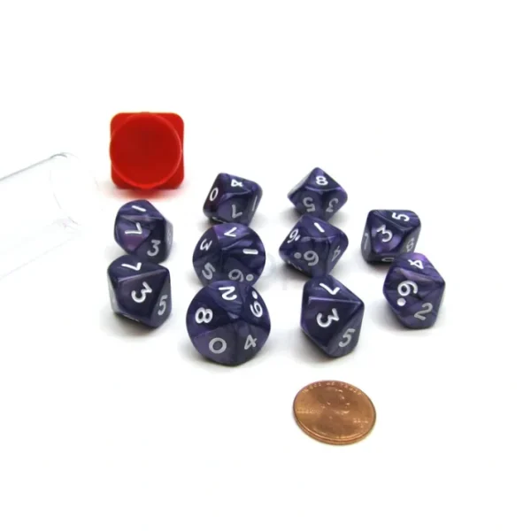 Pack of 10 D10 16mm Koplow Games Pearl Dice - Purple - Your Source for Gaming Essentials Cheap