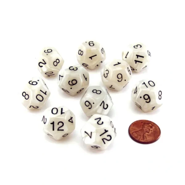 Pack of 10 D12 18mm Koplow Games Pearl Dice - Gray - Your Source for Gaming Essentials Cheap