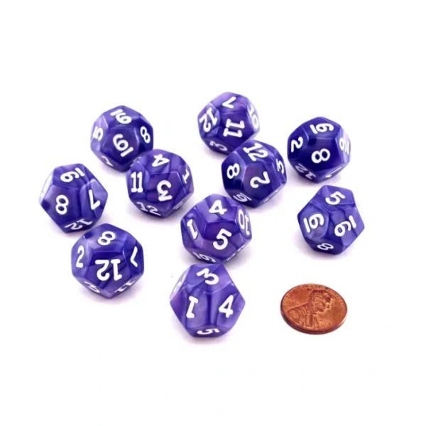 Pack of 10 D12 18mm Koplow Games Pearl Dice - Purple - Your Source for Gaming Essentials Fashion
