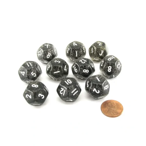 Pack of 10 D12 20mm Koplow Games Glitter Dice - Black - Your Source for Gaming Essentials Sale