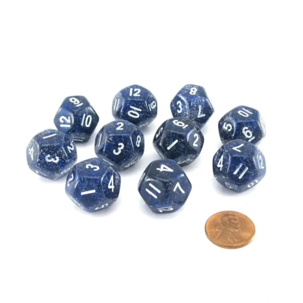 Pack of 10 D12 20mm Koplow Games Glitter Dice - Blue - Your Source for Gaming Essentials Best