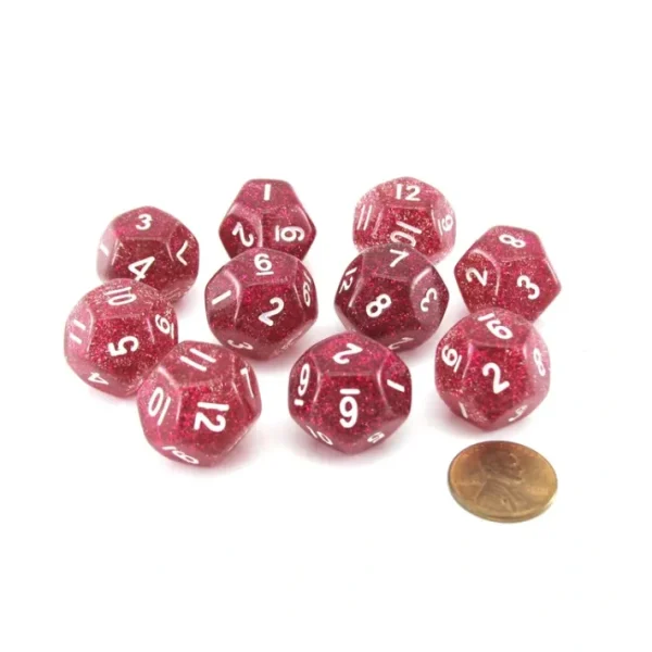 Pack of 10 D12 20mm Koplow Games Glitter Dice - Purple - Your Source for Gaming Essentials Cheap