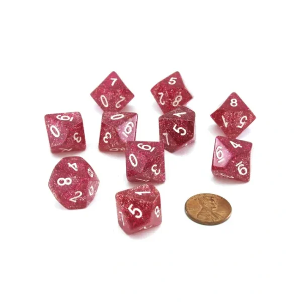Pack of 10 D10 16mm Koplow Games Glitter Dice - Purple - Your Source for Gaming Essentials Cheap