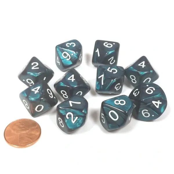 Pack of 10 D10 16mm Koplow Games Pearl Dice - Emerald - Your Source for Gaming Essentials Outlet