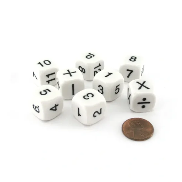 Pack of 8 D6 16mm Math Set (2) with Numbers and Operators - Your Source for Gaming Essentials Cheap