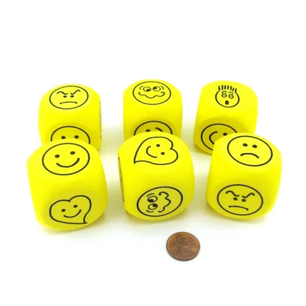 Pack of 6 D6 40mm Rounded Expressions Foam Dice - Yellow with Black - Your Source for Gaming Essentials Shop