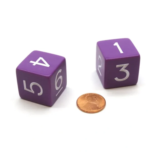 Pack of 2 D6 Opaque Jumbo Dice - Purple with White - Your Source for Gaming Essentials Best Sale