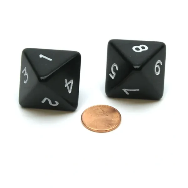 Pack of 2 D8 Opaque Jumbo Dice - Black with White Numbers - Your Source for Gaming Essentials Cheap