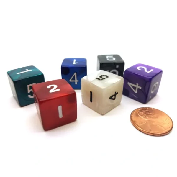 Pack of 6 D6 Pearl Dice - Charcoal, Emerald, Gray, Navy, Purple, Red - Your Source for Gaming Essentials Shop