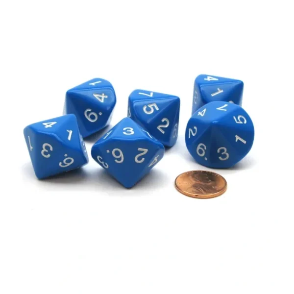 Pack of 6 D7 14-Sided 20mm Numbered 1 to 7 Twice Dice - Blue with White Numbers - Your Source for Gaming Essentials Flash Sale