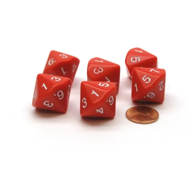 Pack of 6 D7 14-Sided 20mm Numbered 1 to 7 Twice Dice - Red with White - Your Source for Gaming Essentials Store