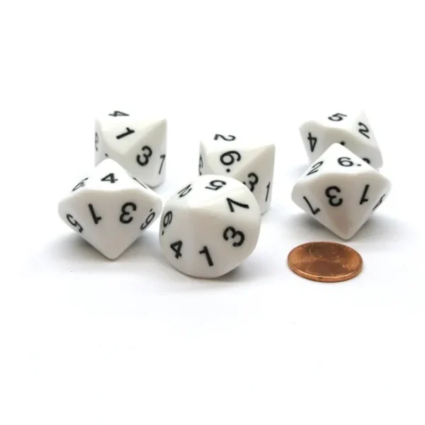 Pack of 6 D7 14-Sided 20mm Numbered 1 to 7 Twice Dice - White with Black - Your Source for Gaming Essentials Flash Sale