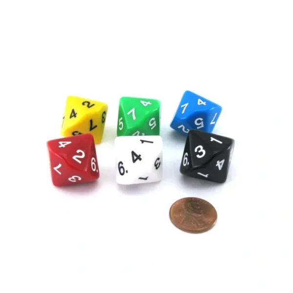 Pack of 6 D7 14-Sided 20mm Numbered 1 to 7 Twice Dice - Assorted Colors - Your Source for Gaming Essentials Shop