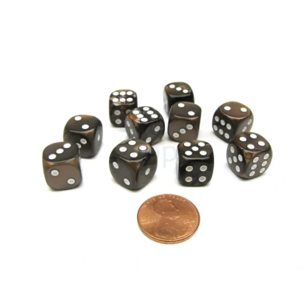 Pack of 10 Deluxe Round Edge Small 12mm Marble D6 Dice - Brown - Your Source for Gaming Essentials Cheap