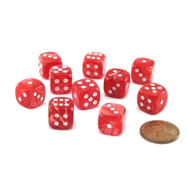 Pack of 10 Deluxe Round Edge Small 12mm Marble D6 Dice - Red - Your Source for Gaming Essentials Best Sale