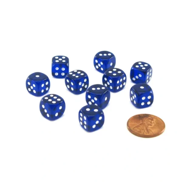 Pack of 10 Deluxe Round Edge Small 10mm Transparent D6 Dice - Blue - Your Source for Gaming Essentials Fashion