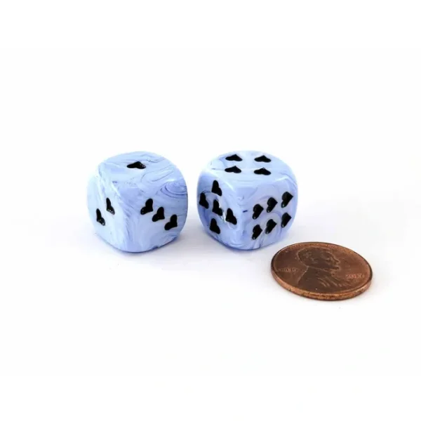 Pack of 2 Heart 'Ice Cream' 16mm D6 Chessex Dice - Blue with Black Hearts - Your Source for Gaming Essentials Hot