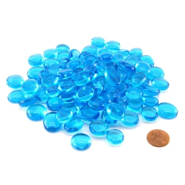 Pack of 100 Life Stone Gaming Glass Stones - Blue - Your Source for Gaming Essentials Clearance