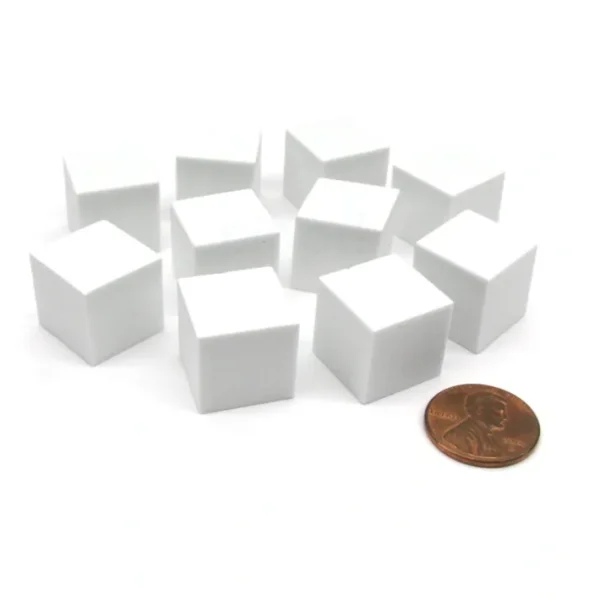 Pack of 10 16mm Blank Foam Dice Cubes with Square Corners - White - Your Source for Gaming Essentials Outlet