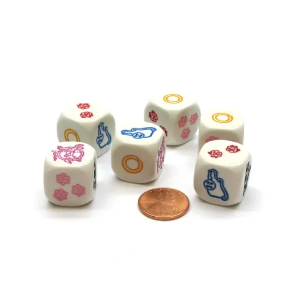 Pack of 6 18mm Carousel Themed Dice - White with Multicolored Etches - Your Source for Gaming Essentials Best