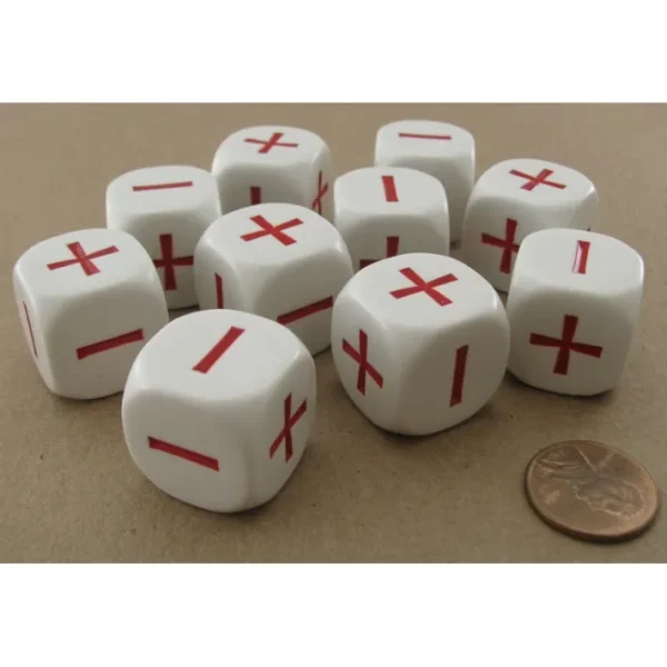 Pack of 10 20mm D6 Math Operation Additon Subtraction Dice - White with Red - Your Source for Gaming Essentials Cheap