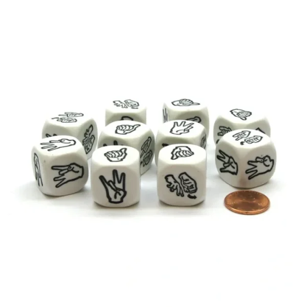 Pack of 10 20mm D6 Sign Language Numbers 7 to 12 - White with Black Etches - Your Source for Gaming Essentials Hot