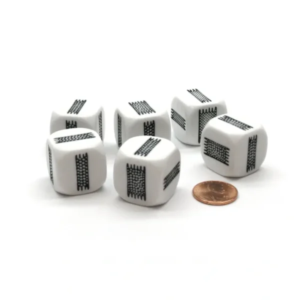 Pack of 6 22mm D6 Thick and Thin Dice - White with Black Etches - Your Source for Gaming Essentials Cheap