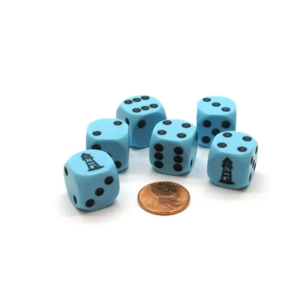 Pack of 6 16mm Lighthouse D6 Dice - Blue - Your Source for Gaming Essentials Best