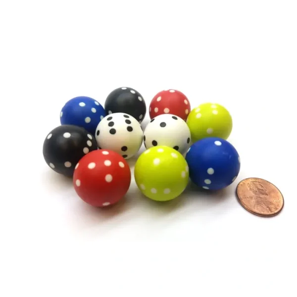 Pack of 10 22mm Round Circular (Circle) Dice Weighted to Display Number-5 Colors - Your Source for Gaming Essentials Shop