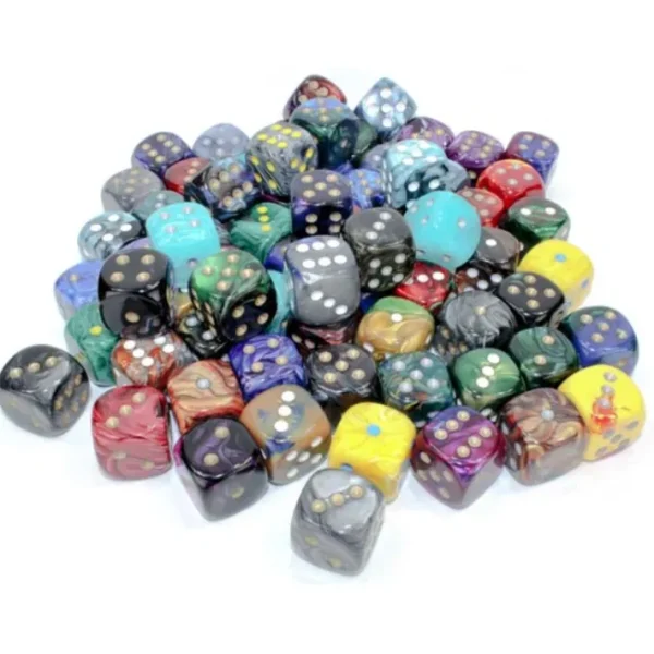 Pack of 72 20mm 6-Sided Chessex Dice with Pips - 2 each of 36 Different Styles - Your Source for Gaming Essentials Sale