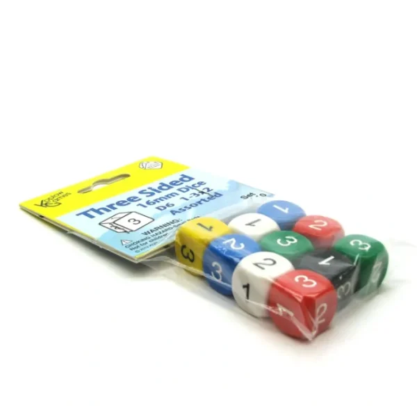 Pack of 10 16mm 6-Sided D3 Numbered 1 to 3 Twice Dice - Assorted Colors - Your Source for Gaming Essentials Sale