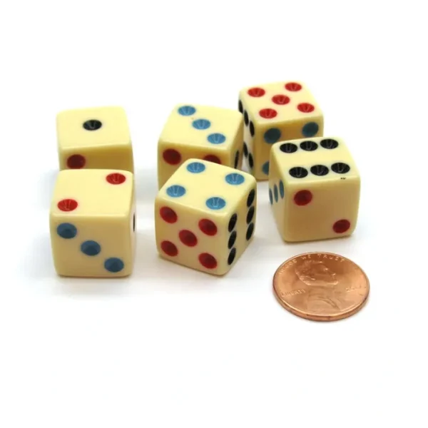 Pack of 6 16mm Square Opaque Michigan Red Eye Dice - Ivory - Your Source for Gaming Essentials Best Sale