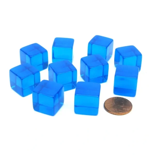 Pack of 10 16mm Square Transparent Blank Dice Cubes - Blue - Your Source for Gaming Essentials Best Sale