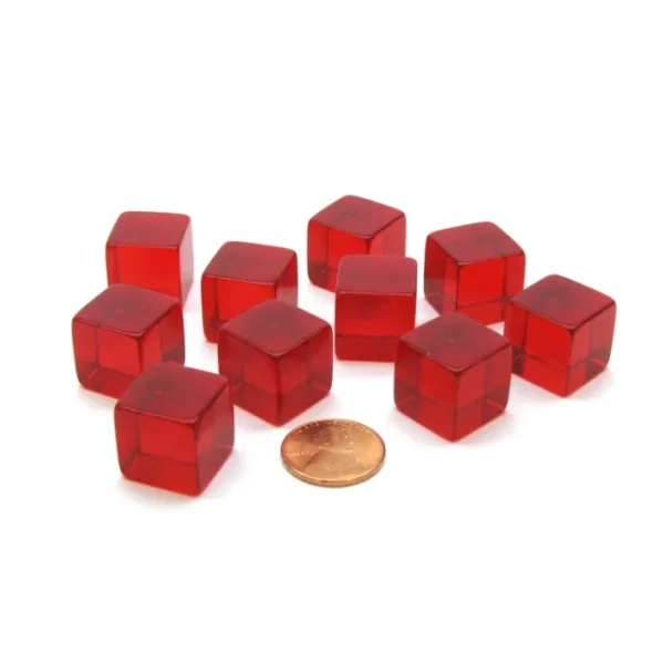 Pack of 10 16mm Square Transparent Blank Dice Cubes - Red - Your Source for Gaming Essentials Fashion