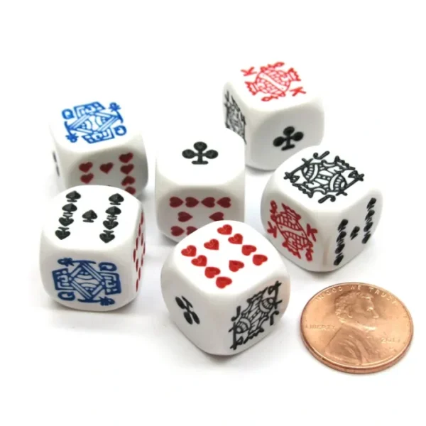 Pack of 6 Opaque 16mm D6 Standard Poker Dice - White - Your Source for Gaming Essentials Best Sale