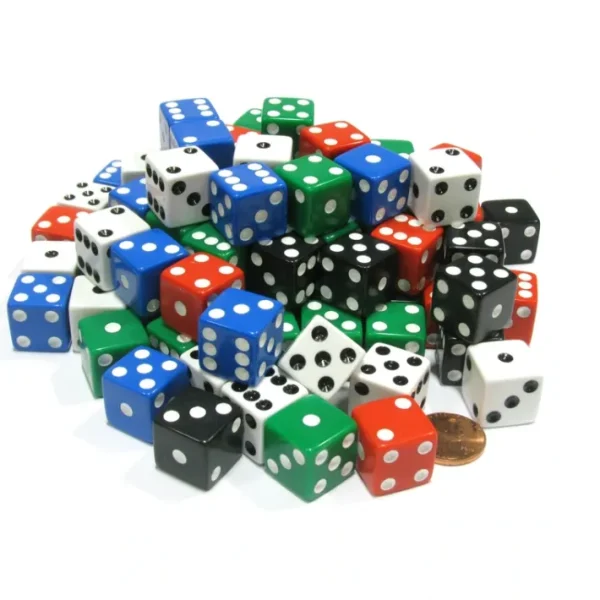 Pack of 100 Standard Sized 16mm Six-Sided Dice - Choose your color - Your Source for Gaming Essentials Flash Sale