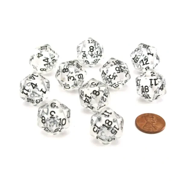 Pack of 10 Transparent 20 Sided D20 20mm Dice - Clear - Your Source for Gaming Essentials Best Sale
