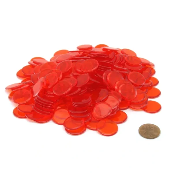 Pack of 250 Transparent Orange Extra Thick 3/4" 19mm Sorting Chips - Your Source for Gaming Essentials Store