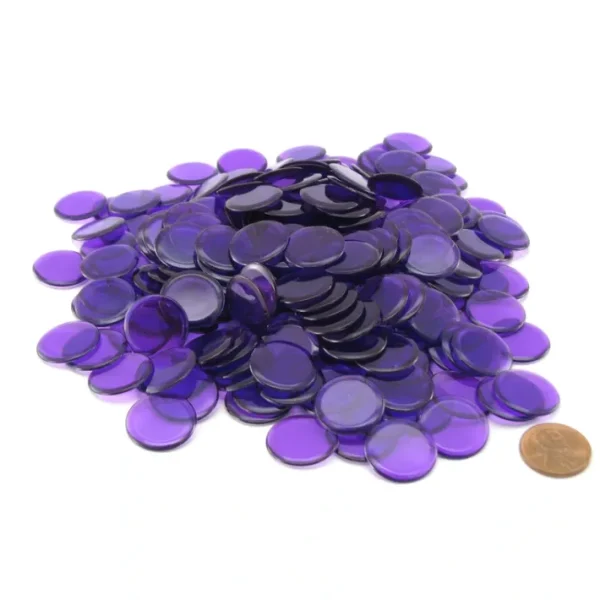 Pack of 250 Transparent Purple Extra Thick 3/4" 19mm Sorting Chips - Your Source for Gaming Essentials New