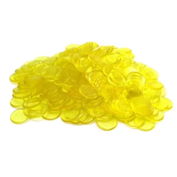 Pack of 250 Transparent Yellow Extra Thick 3/4" 19mm Sorting Chips - Your Source for Gaming Essentials Clearance