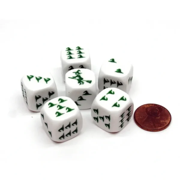 Pack of 6 Witch Halloween Themed 16mm Dice - White with Green Etches - Your Source for Gaming Essentials Best Sale