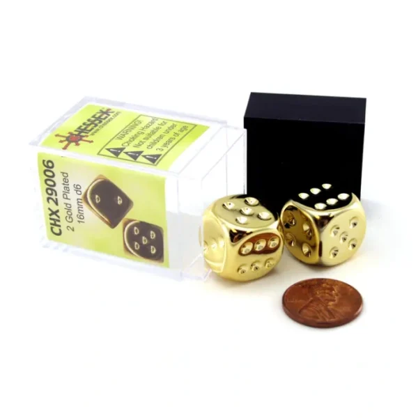 Pair of Gold Colored Metallic-Looking Chessex Dice - Your Source for Gaming Essentials Best