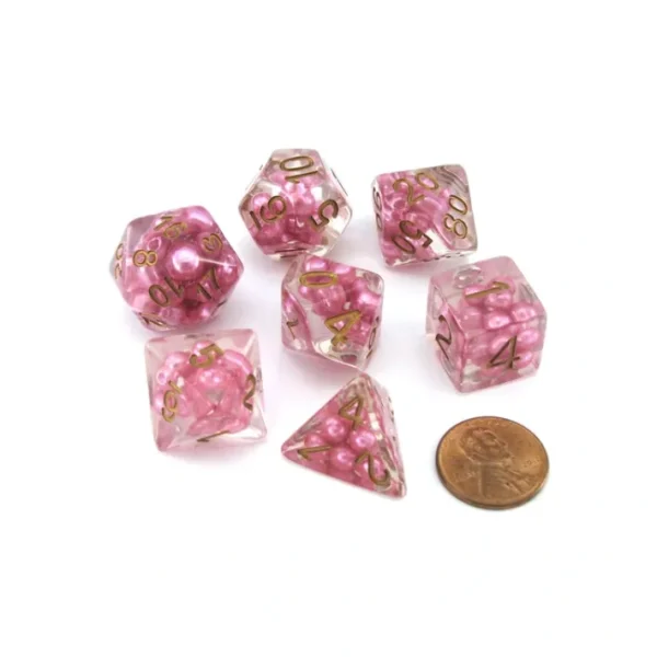 Pearl Resin 16mm 7-Die Polyhedral Dice Set - Pink with Copper Numbers - Your Source for Gaming Essentials Best Sale